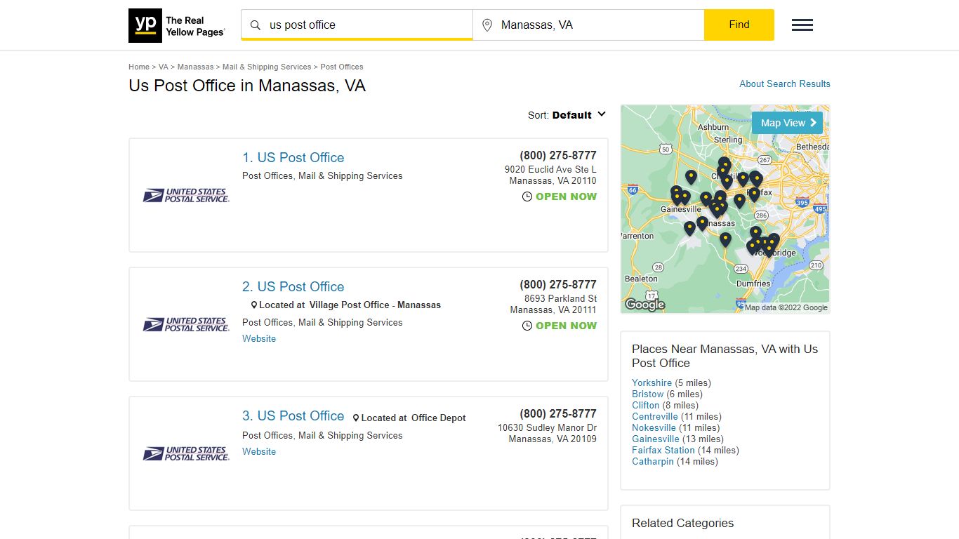 Us Post Office Locations & Hours Near Manassas, VA - YP.com